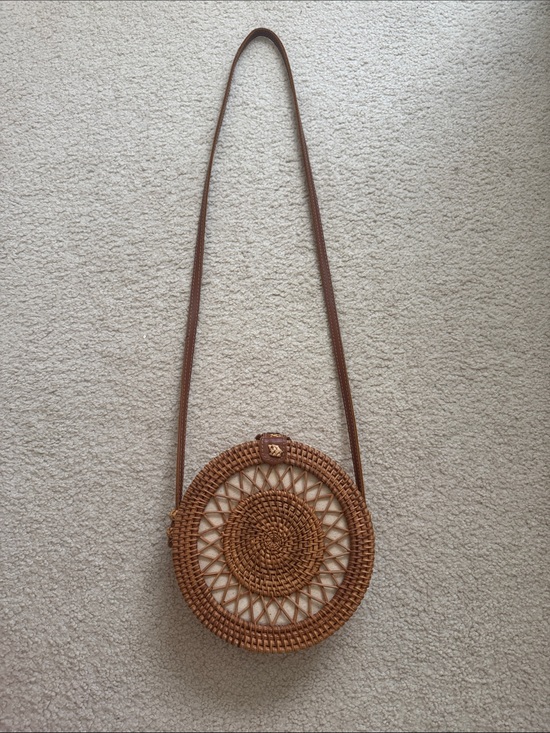 Handbags - Round Woven Crossbody Bag in Brown